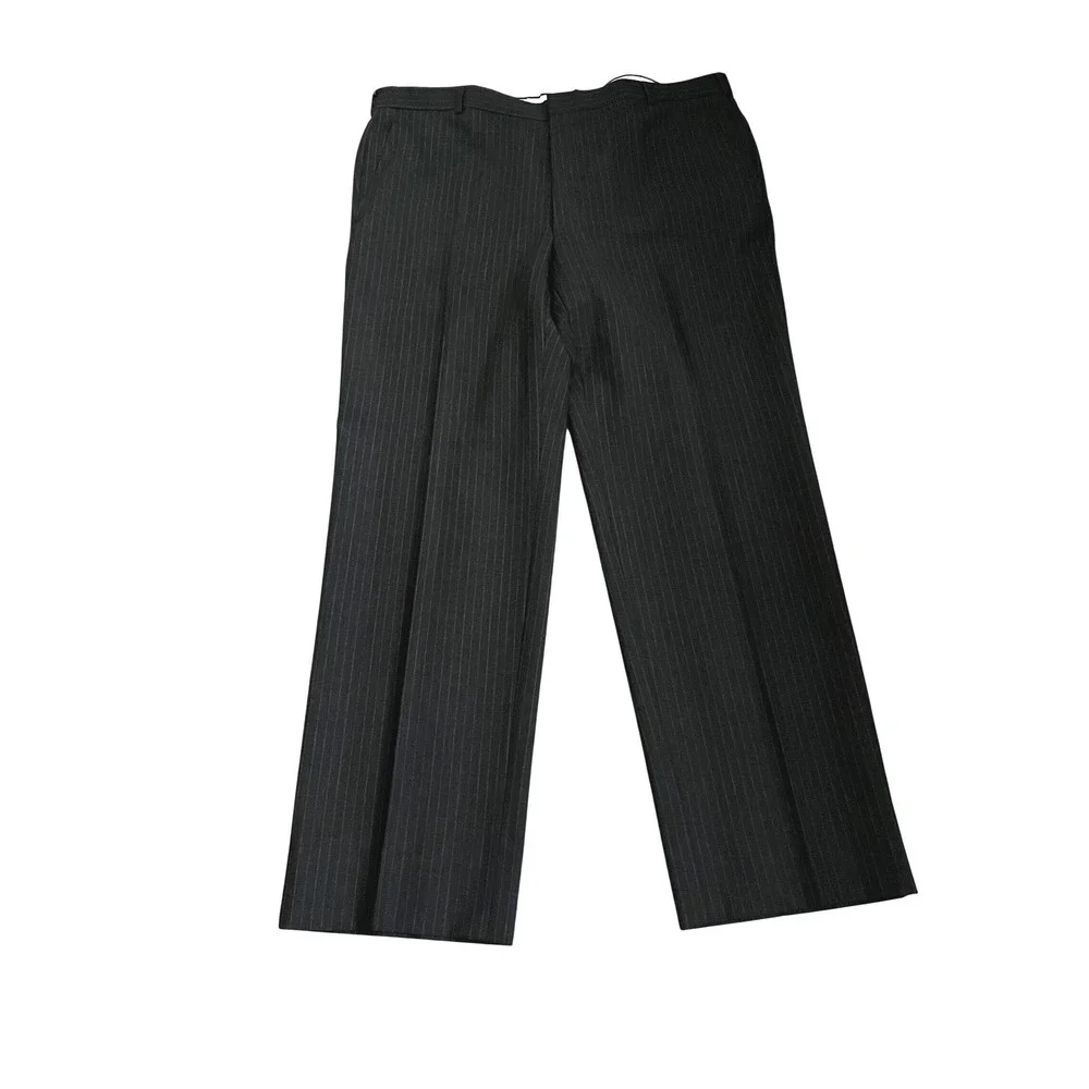 Classic Pinstripe Suit‎ Charcoal Wool Blend John Weitz Palm Beach 46R Big Tall